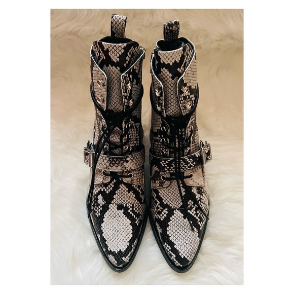 New! AllSaints Katy Snake Print Calf Leather Western Boots. No box. Never worn. - Picture 4 of 14